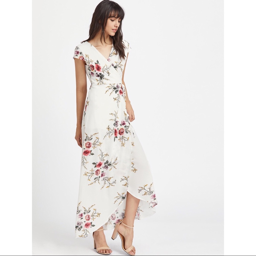 Floral Side Slit Wrap Maxi Dress - Picture 5 of 6